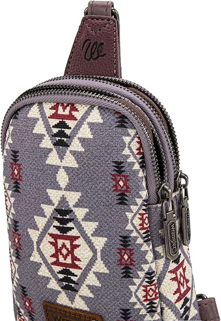 Wrangler Aztec Crossbody Sling Bag – Authentic Small Canvas Purse with Adjustable Strap- Multiple Colours