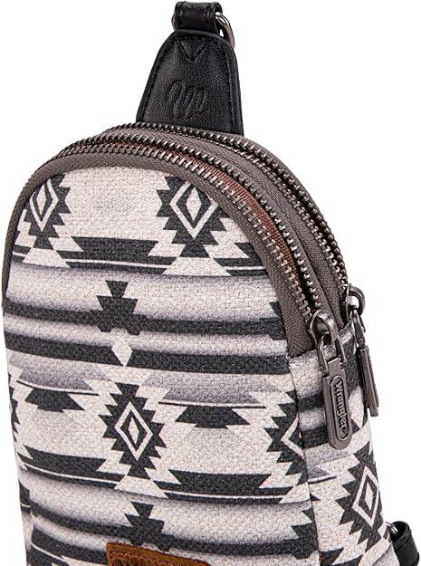 Wrangler Aztec Crossbody Sling Bag – Authentic Small Canvas Purse with Adjustable Strap- Multiple Colours