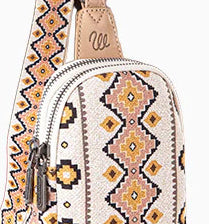 Wrangler Aztec Crossbody Sling Bag – Authentic Small Canvas Purse with Adjustable Strap- Multiple Colours