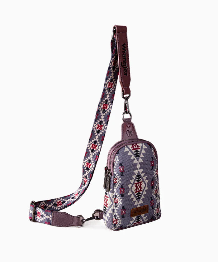 Wrangler Aztec Crossbody Sling Bag – Authentic Small Canvas Purse with Adjustable Strap- Multiple Colours