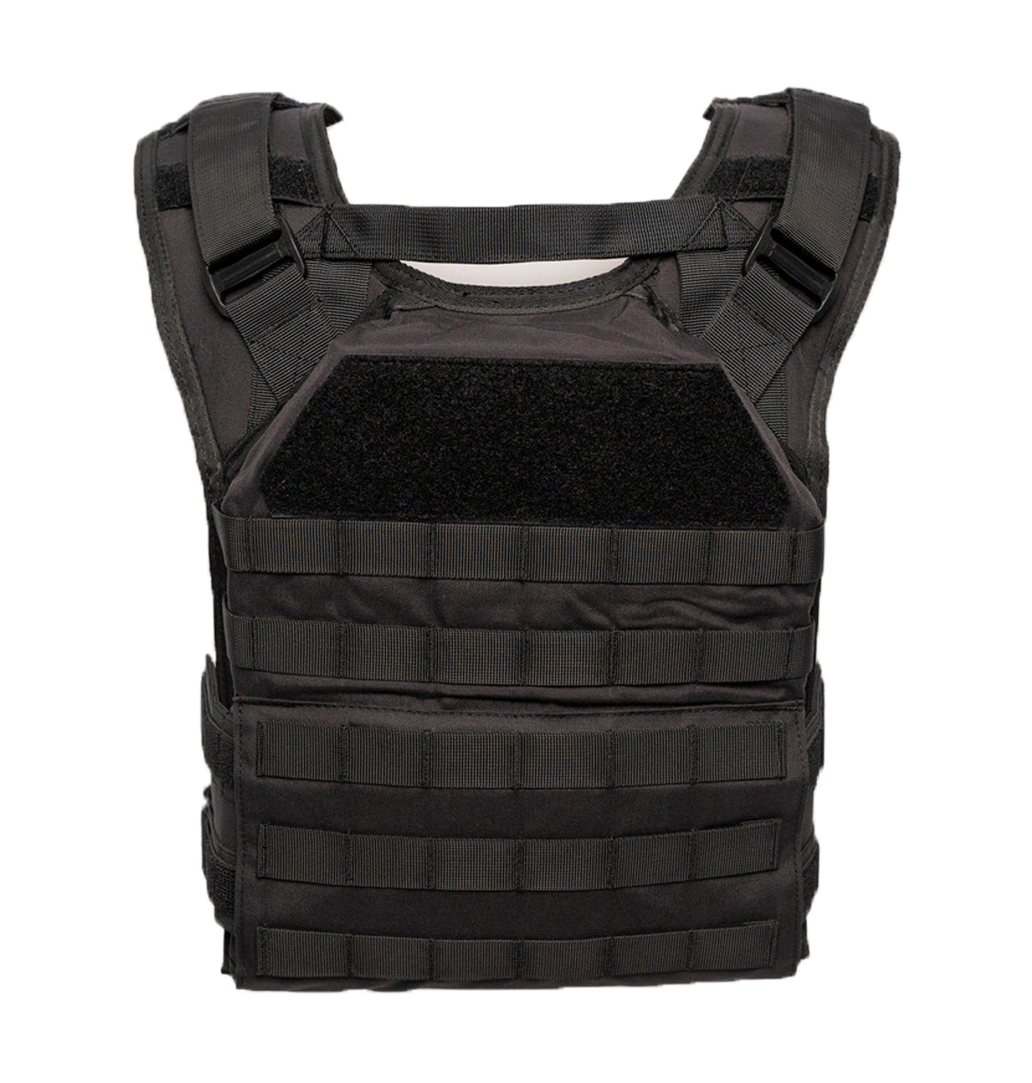 Black tactical vest on a white background