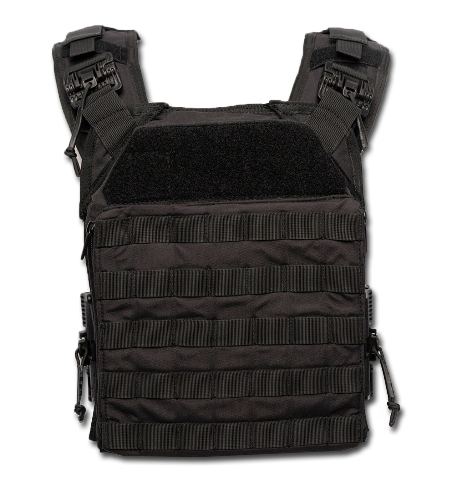 Black tactical vest on a white background