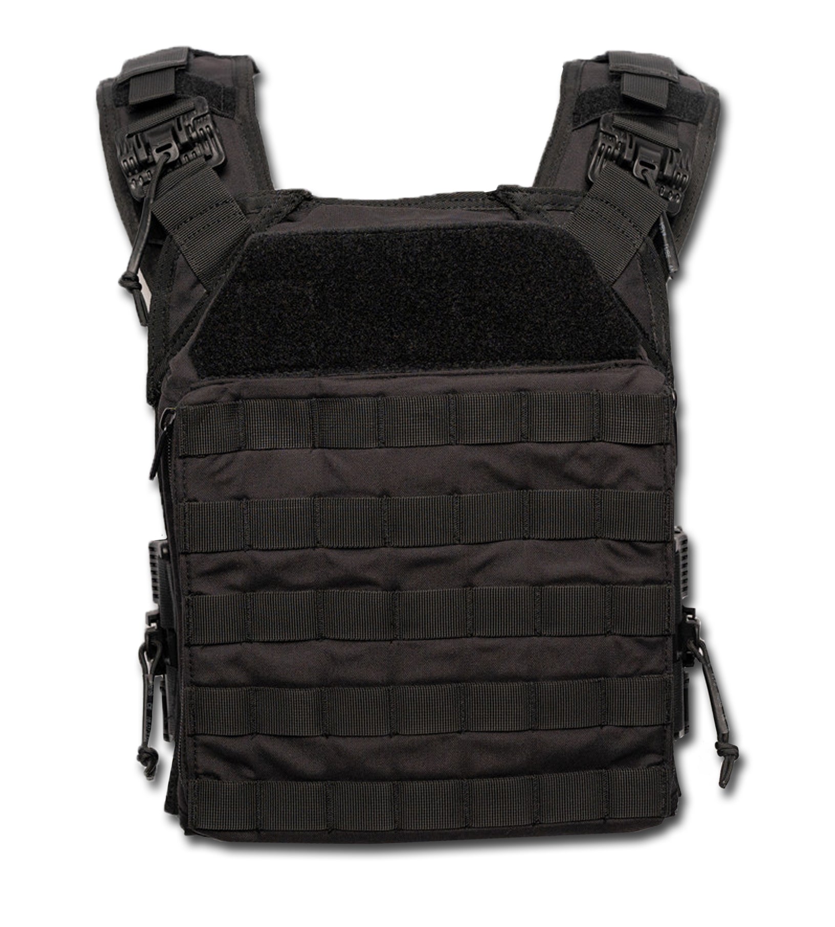 Black tactical vest on a white background