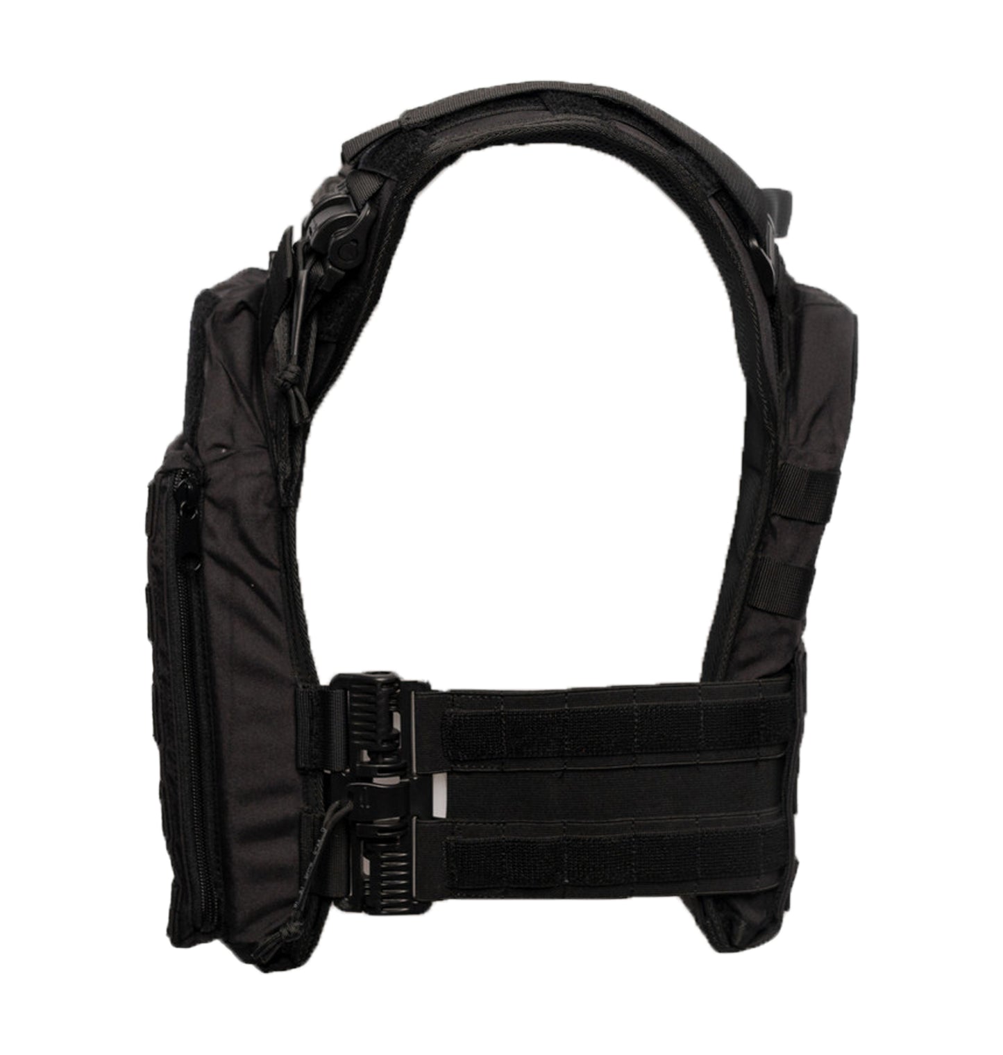 Black tactical vest on a white background