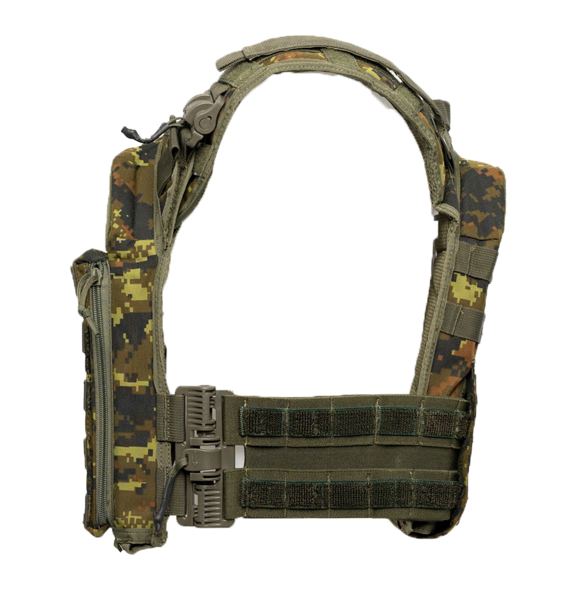 Camouflage tactical vest on a white background